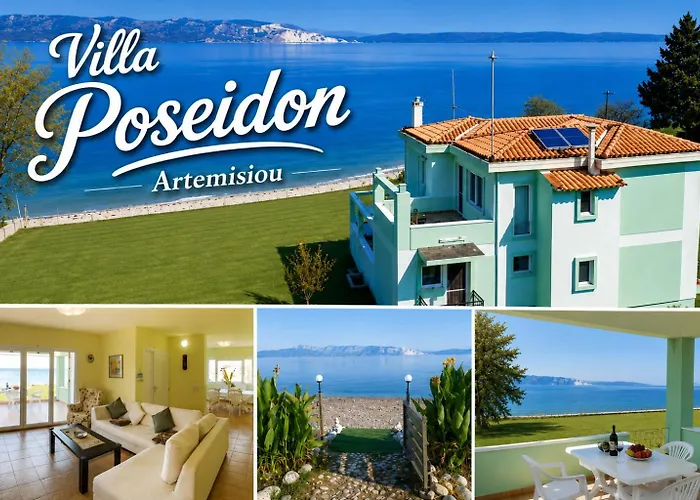 Luxury Beachfront Villa Poseidon Artemisiou Παραθαλάσσια Βίλα Στην Βόρεια Εύβοια Για Φιλοξενία 9 Ατόμων תמונה